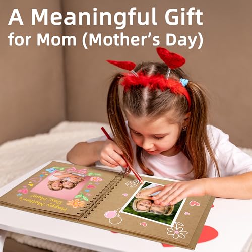 7x7 Scrapbook Album, 40-Page Kraft Paper Memory Book for Photos & Keepsakes