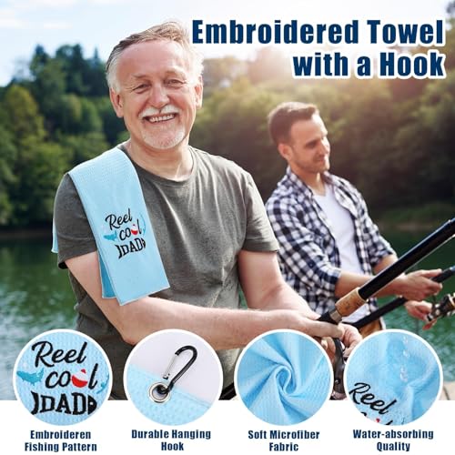 Fishing Gift Set for Dads – 5‑in‑1 Humorous Fishing Gifts, Mason Jar Cup, Socks, Towel & Card