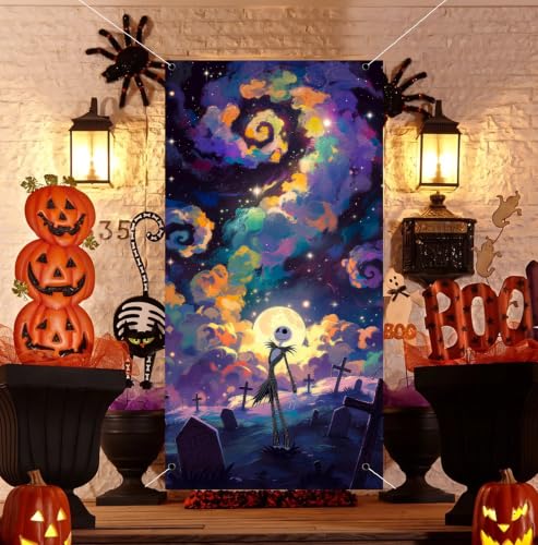 Halloween Door Cover 71x35in Horror Movie Backdrop Porch Banner