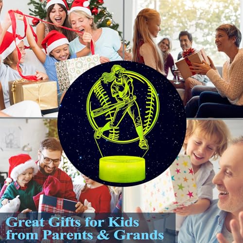 3D Softball Night Light, LED Sports Lamp with Remote Control, 16 Colors