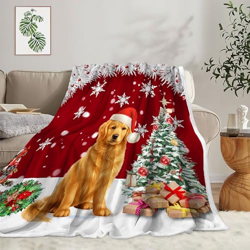 Red Christmas Throw Blanket 50x60in Soft Cozy Holiday Snowflakes Dog Decor