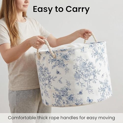 Large Floral Nursery Storage Basket - Collapsible Toy Bin & Laundry Hamper