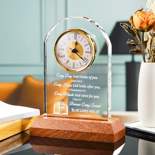 Arikyrist God Christian Glass Clock - Spiritual Gift for Women Men, Bible Verse Art