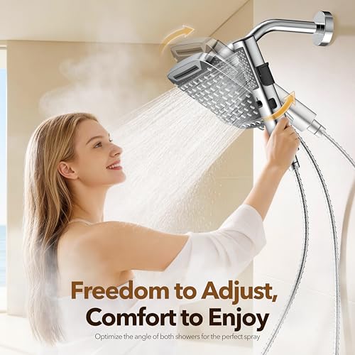 10-Inch Dual Shower Head Combo with Handheld Spray and 71-Inch Hose
