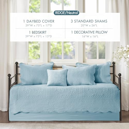 Coastal Damask Quilted Daybed Cover Set - 6-Piece All-Season Bedding