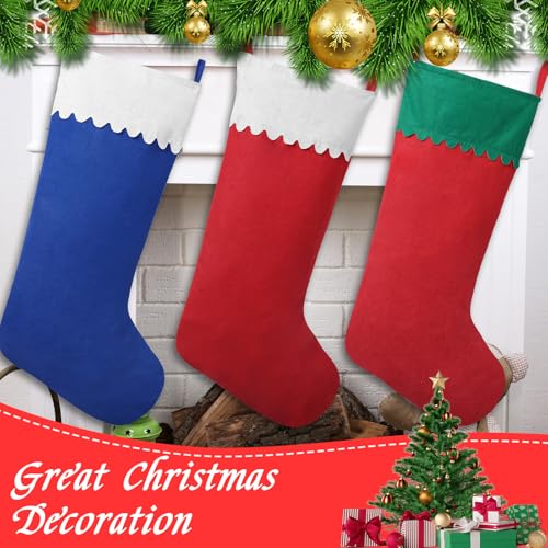 38-Inch Jumbo Candy Cane Christmas Stockings - 2 Pack Red & White Felt