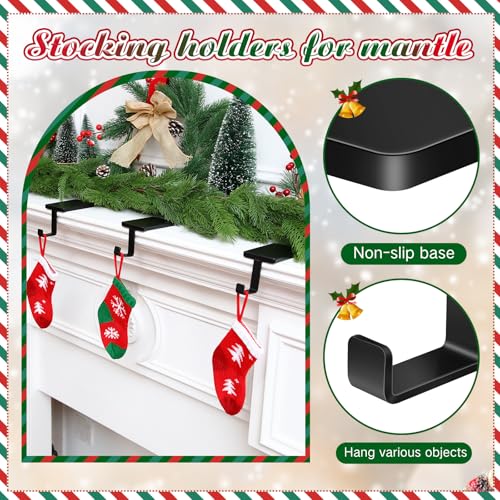 Zhengmy Black 4 Pack Christmas Stocking Holder for Mantel - Heavy Duty