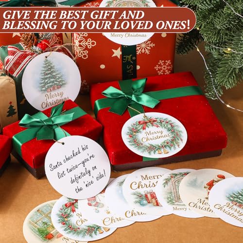 Motiskyy Christmas Round Cards with Envelopes & Lanyards - Holiday Party Supplies