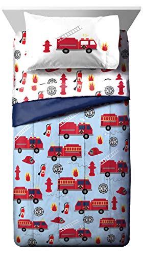 Jay Franco Fire Truck Twin Comforter Set 5 Piece Kids Bedding - Soft Microfiber