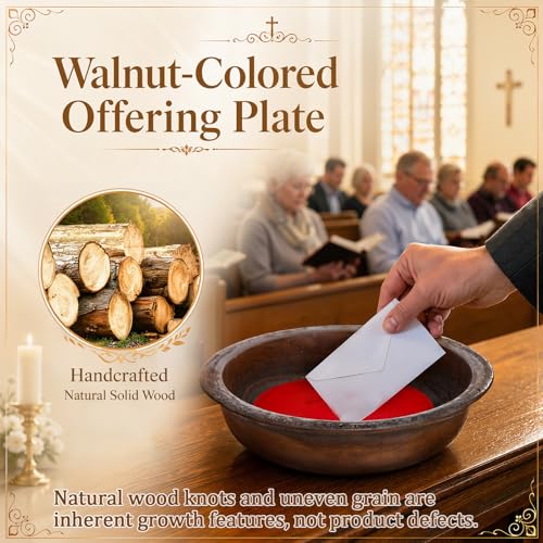 11-Inch Handcrafted Solid Wood Offering Plate with Noise-Reducing Felt Pad