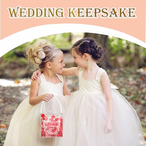 Clear Acrylic Flower Girl Basket Set with Pearl Handle, 2-Pack