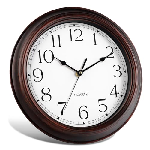 Small Silent Vintage Wall Clock - 8.5 Inch Battery Operated Non-Ticking