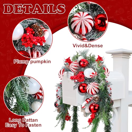 88-Inch Artificial Christmas Mailbox Swag, Red and Green Holiday Decor