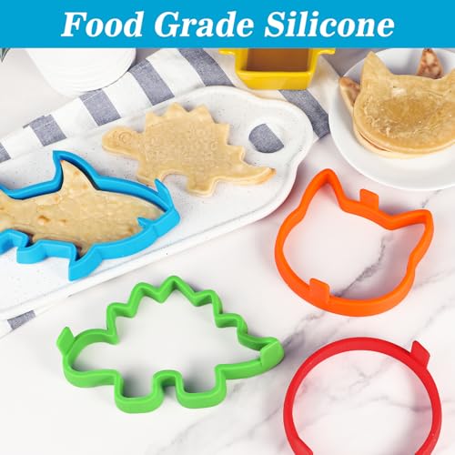 Silicone Pancake Molds 4 Pack Nonstick Fun Animal Shapes for Griddle