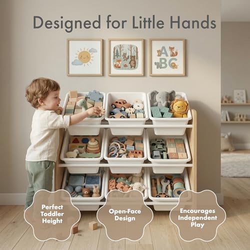 3-Tier Kids Toy Organizer with 9 Removable Bins & Anti-Tip Safety Kit