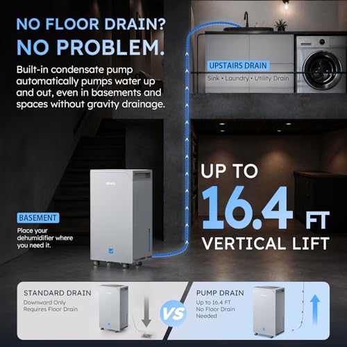 100 Pint Large Dehumidifier with Pump for Basement and Garage