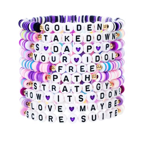 10-Piece Pop Music Fan Bracelet Set, Trendy Stackable Jewelry Gift