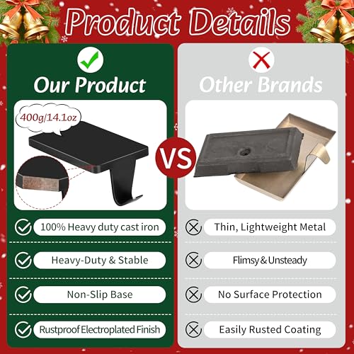 Black Metal Christmas Stocking Holders for Fireplace Mantel - 4 Pack