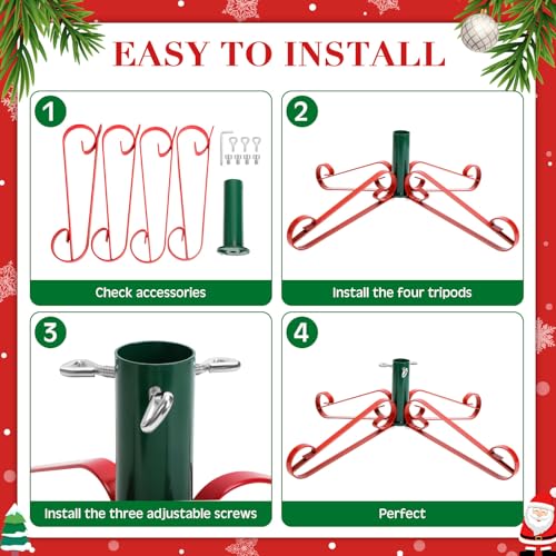 Adjustable Metal Christmas Tree Stand for 4 to 8 ft Artificial Trees