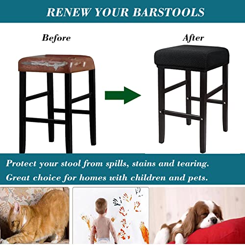 Stretch Rectangle Bar Stool Covers - 4 Pack Washable Saddle Seat Covers