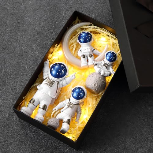 Set of 4 Astronaut Statues, Space Theme Resin Figurines for Desk Decor