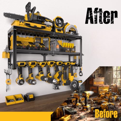 Heavy Duty Power Tool Organizer and Drill Holder Wall Mount Storage Rack