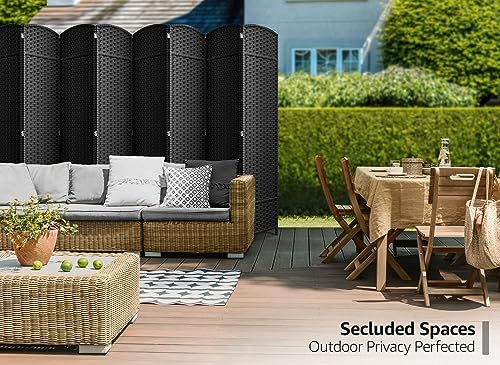 8-Panel Foldable Room Divider, 6ft Tall Portable Privacy Screen in Black