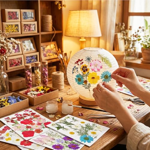 106pcs Natural Dried Pressed Flowers & Leaves for Resin Crafting & DIY