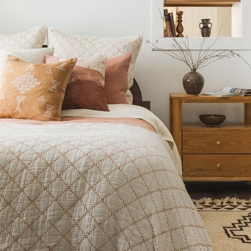 King/California King Cotton Bedspread - Dune Diamond Stitch Quilt