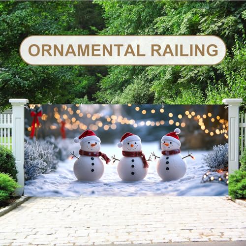 THISFIND Three Snowmen Christmas Garage Door Banner 6 x 13 ft Holiday Decor