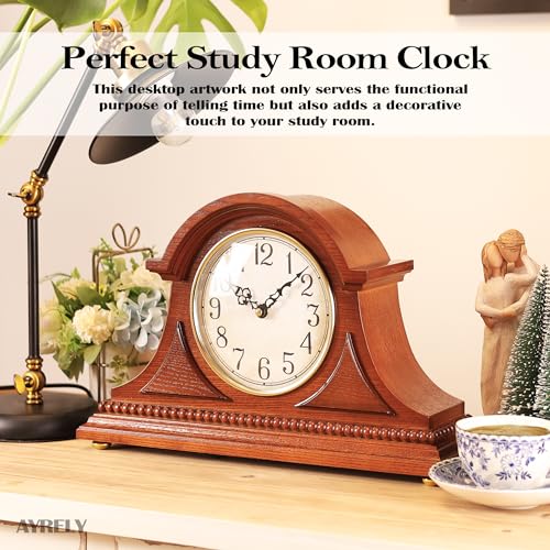 Wooden Mantel Clock with Melodious Hourly Chimes and Nighttime Mute Mode