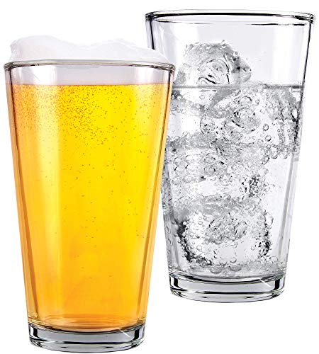 16oz Pint Beer Glasses Set of 4, Heavy Base Clear Drinking Tumblers