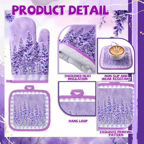 10-Piece Lavender Kitchen Set: Absorbent Towels, Oven Mitts, Rugs & Holders
