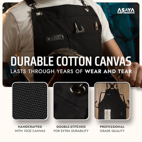 Heavy-Duty Chef and BBQ Apron with Bottle Opener, Hand Towel & Cross Back