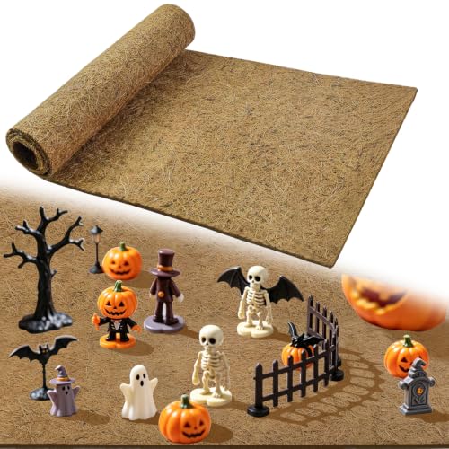 Halloween Village Landscape Mat - 39.4" x 15.7" Natural Coconut Coir Base