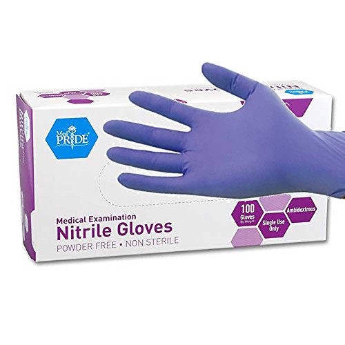 MedPride Powder-Free Nitrile Exam Gloves - Medium Iris Blue 100 Count