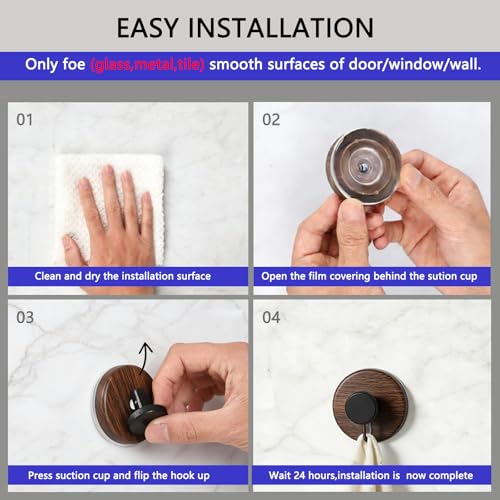 Heavy-Duty Suction Cup Wreath Hangers for Front Door & Glass - 2 Pack, Walnut