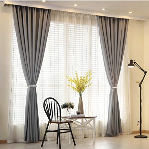 2-Pack Handmade Braided Curtain Tiebacks, Grey Polyester Rope Holdbacks