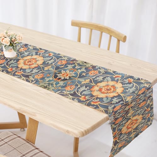 OYIMUA Boho Floral Summer Table Runner 13 x 72 Inches Orange & Green