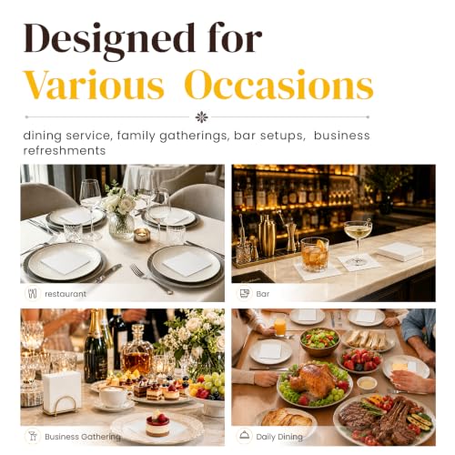 4.5x4.5 Inch White 2-Ply Cocktail Napkins - 1200 Count (12 Packs of 100) for Weddings & Parties