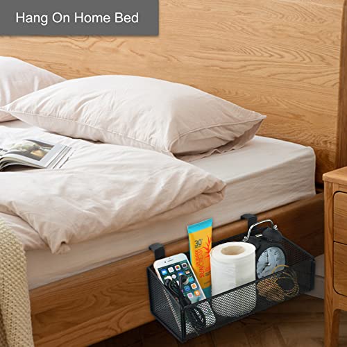 Metal Bedside Hanging Storage Basket - Organizer for Bunk, Dorm & Baby Beds