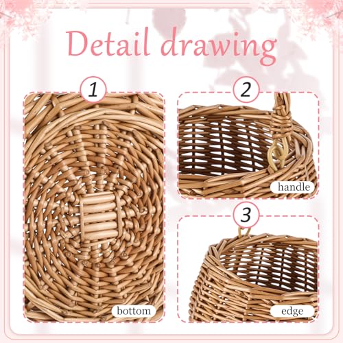 Set of 2 Hand-Woven Wicker Flower Baskets with Handle, Rustic Decor