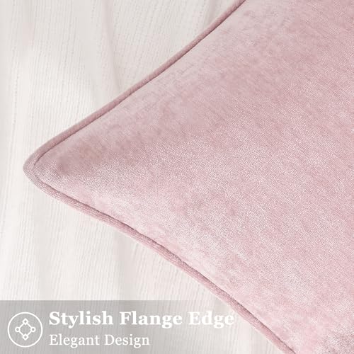 decorUhome Chenille Throw Pillow Covers 18x18, Set of 2 - Blush Pink