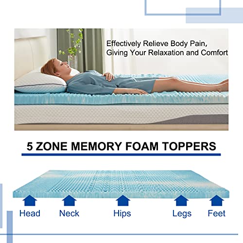 SINWEEK 2-Inch Gel Memory Foam Mattress Topper, Twin XL Dorm Bed Pad