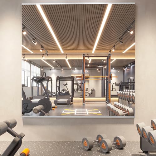 48x24 Inch Frameless Gym Mirror Set, 2-Pack Shatterproof Tempered Glass