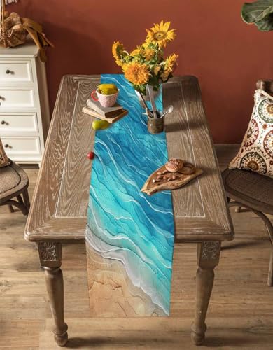 Boanket 13x48 Inch Turquoise Beach Table Runner - Coastal Summer Home Decor