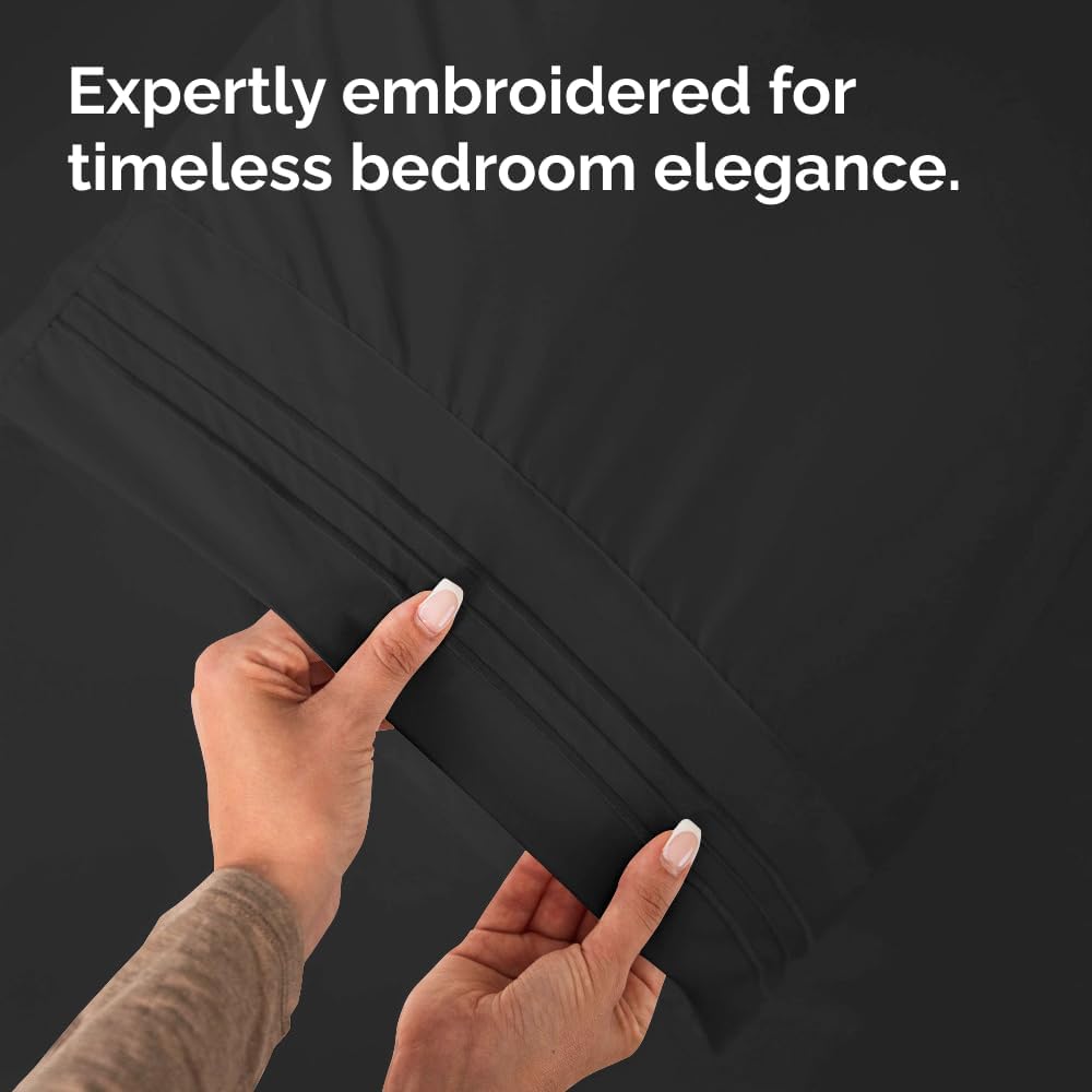 Skiennix Standard Pillow Cases Set of 2 | Ultra-Soft Hotel Quality Covers - Comfy, Wrinkle-Free, Stain & Fade Resistant - Machine Washable - Black