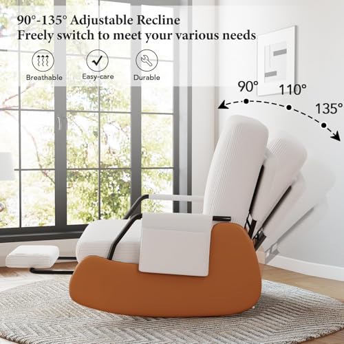 Modern Upholstered Glider Rocking Chair with Recline and Footrest