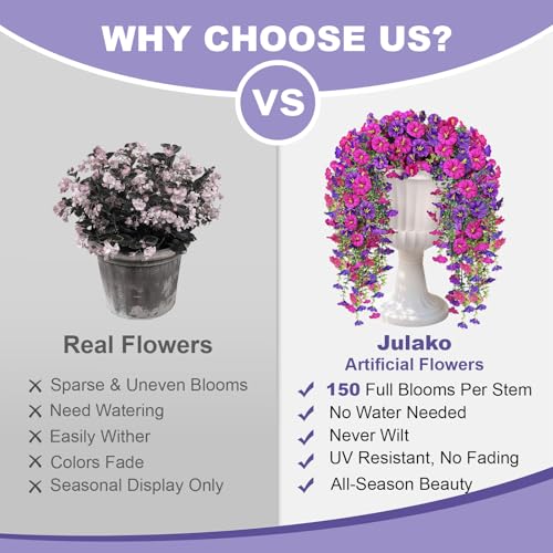 UV Resistant Faux Silk Morning Glory Vines - 2 PCS with 300 Blooms