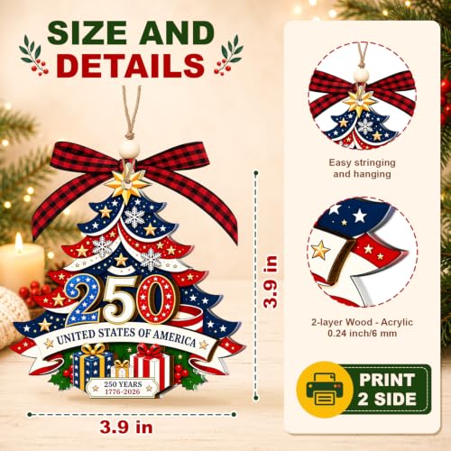 Holoring 250th Anniversary USA Patriot Christmas Ornament Tree 2026
